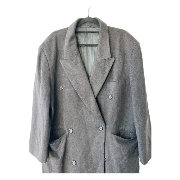 Cashmere Wool Moda Ritorno Wool Double Breast Long Coat in Black, Men's L/XL